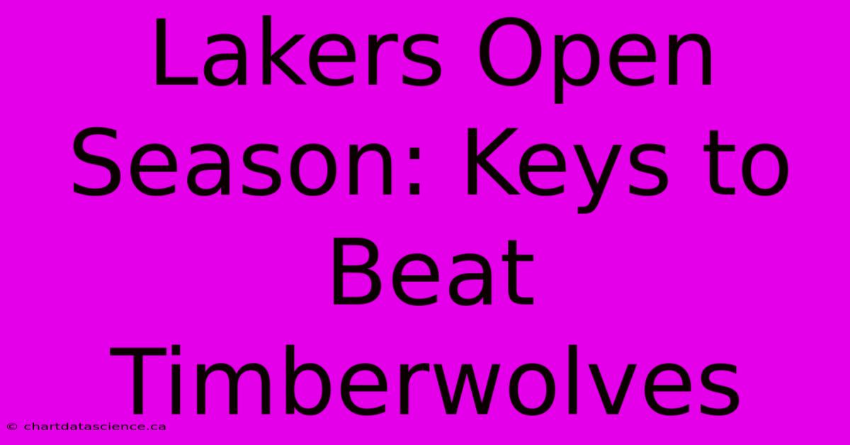 Lakers Open Season: Keys To Beat Timberwolves