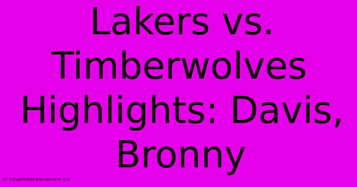 Lakers Vs. Timberwolves Highlights: Davis, Bronny