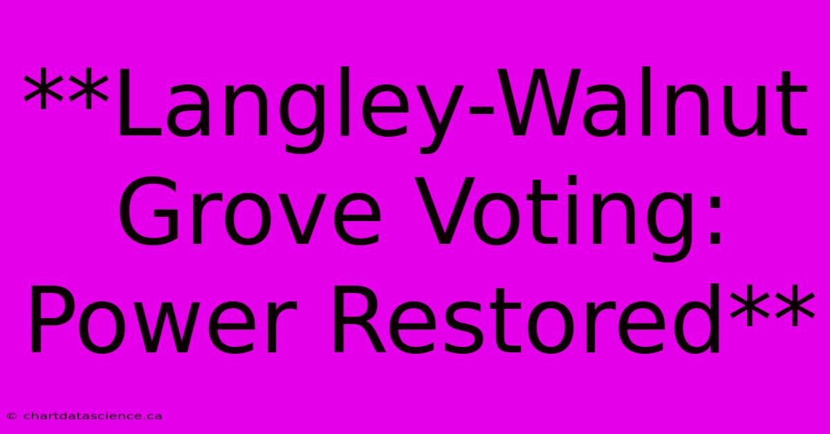 **Langley-Walnut Grove Voting: Power Restored**