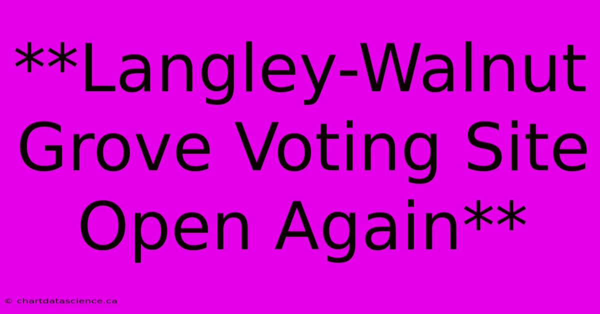 **Langley-Walnut Grove Voting Site Open Again** 