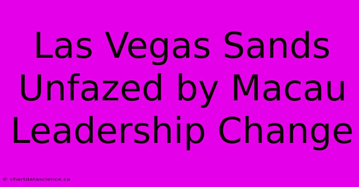 Las Vegas Sands Unfazed By Macau Leadership Change