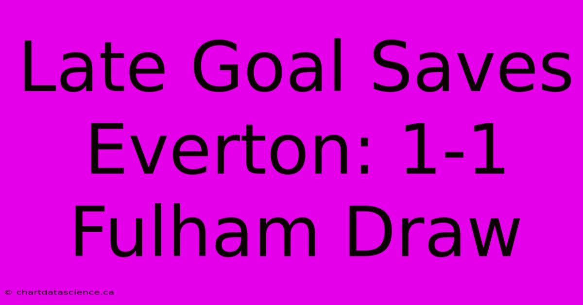 Late Goal Saves Everton: 1-1 Fulham Draw