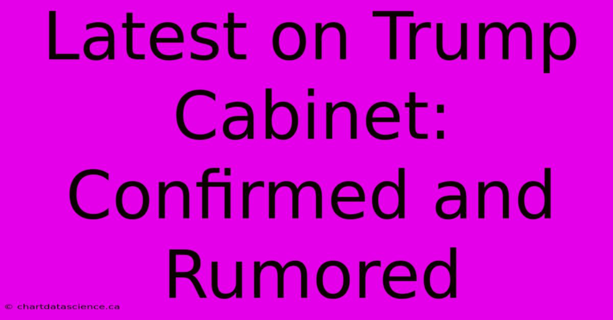 Latest On Trump Cabinet: Confirmed And Rumored