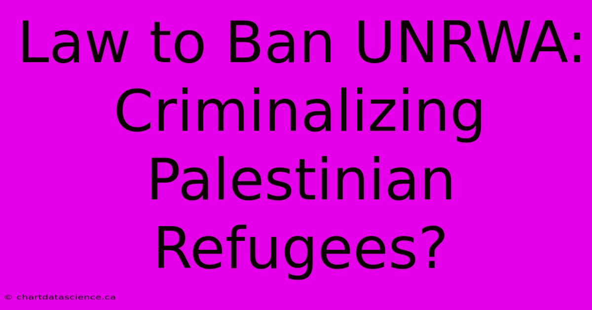 Law To Ban UNRWA: Criminalizing Palestinian Refugees?