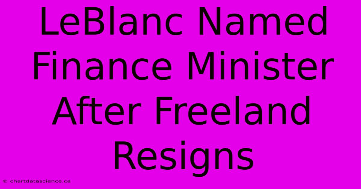 LeBlanc Named Finance Minister After Freeland Resigns