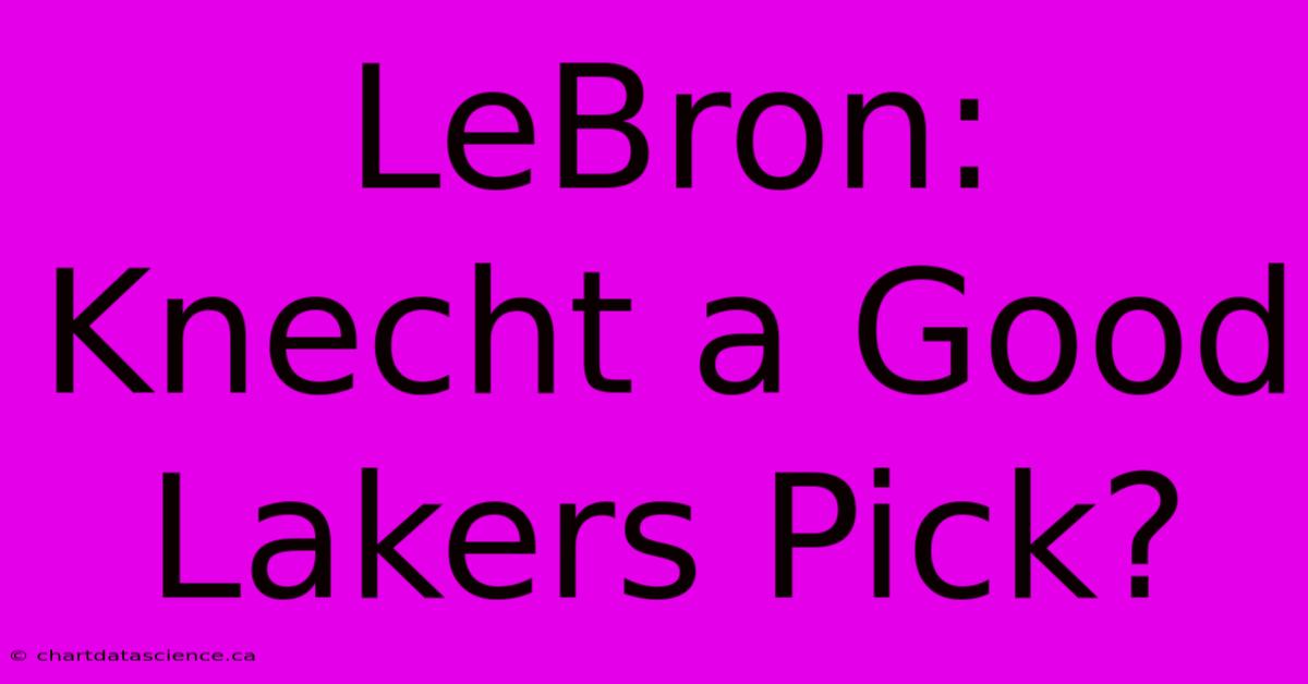 LeBron: Knecht A Good Lakers Pick?