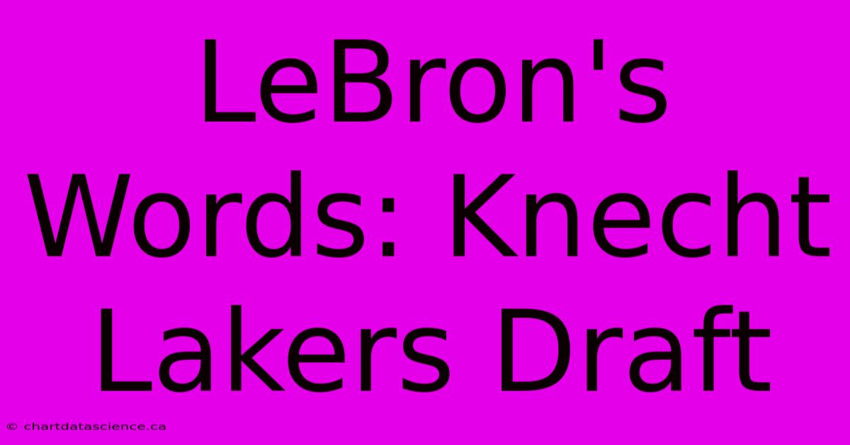 LeBron's Words: Knecht Lakers Draft