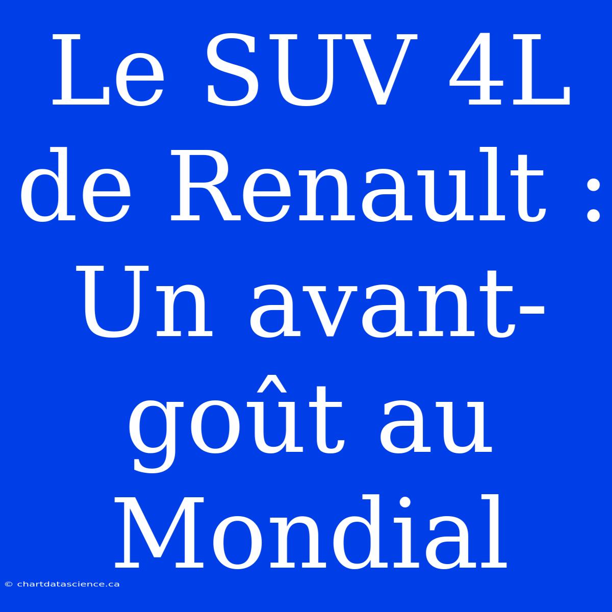 Le SUV 4L De Renault : Un Avant-goût Au Mondial