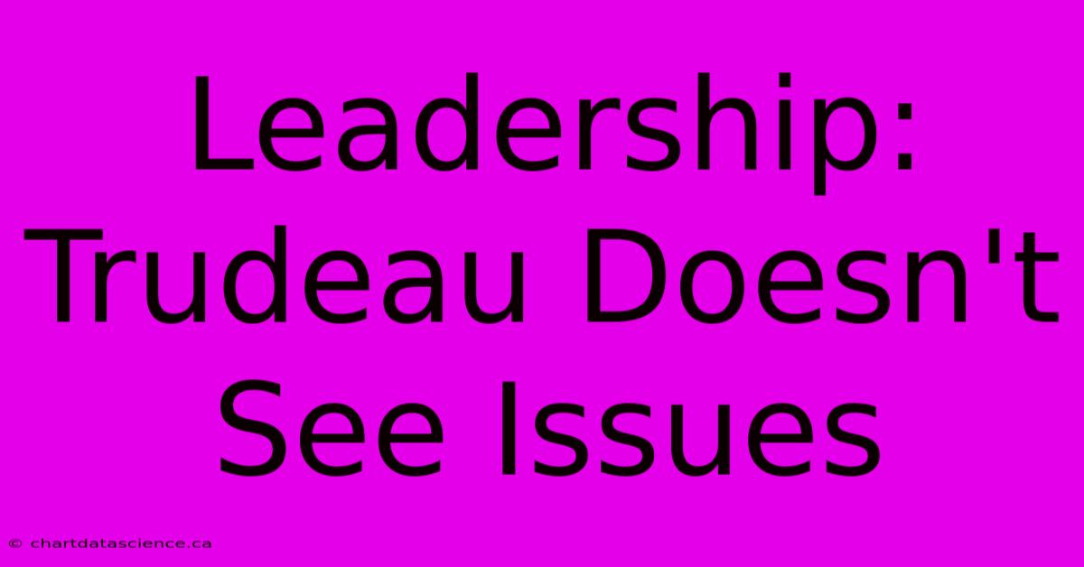 Leadership: Trudeau Doesn't See Issues