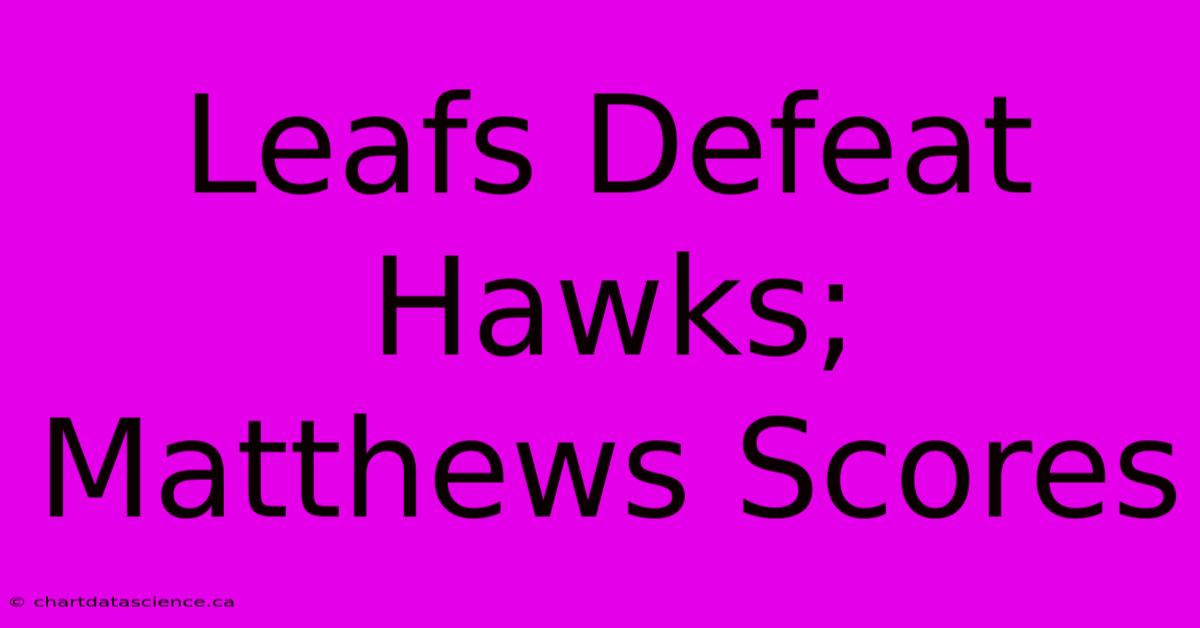 Leafs Defeat Hawks; Matthews Scores