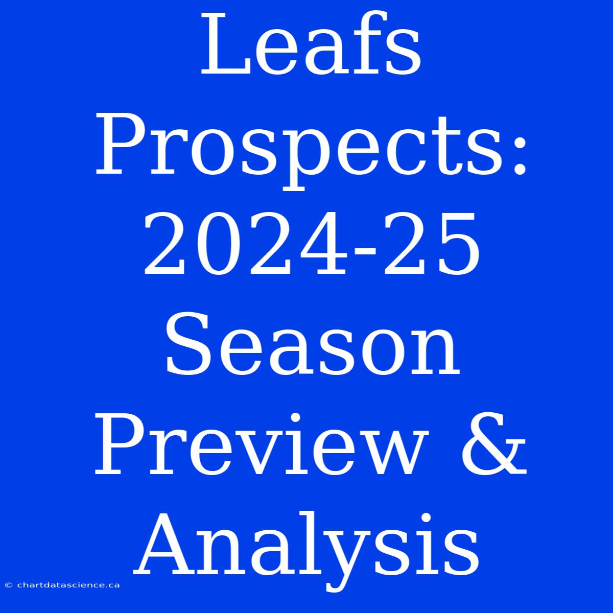 Leafs Prospects:  2024-25 Season Preview & Analysis