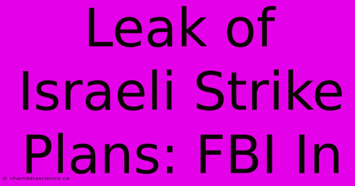 Leak Of Israeli Strike Plans: FBI In 