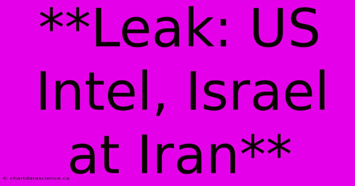 **Leak: US Intel, Israel At Iran** 