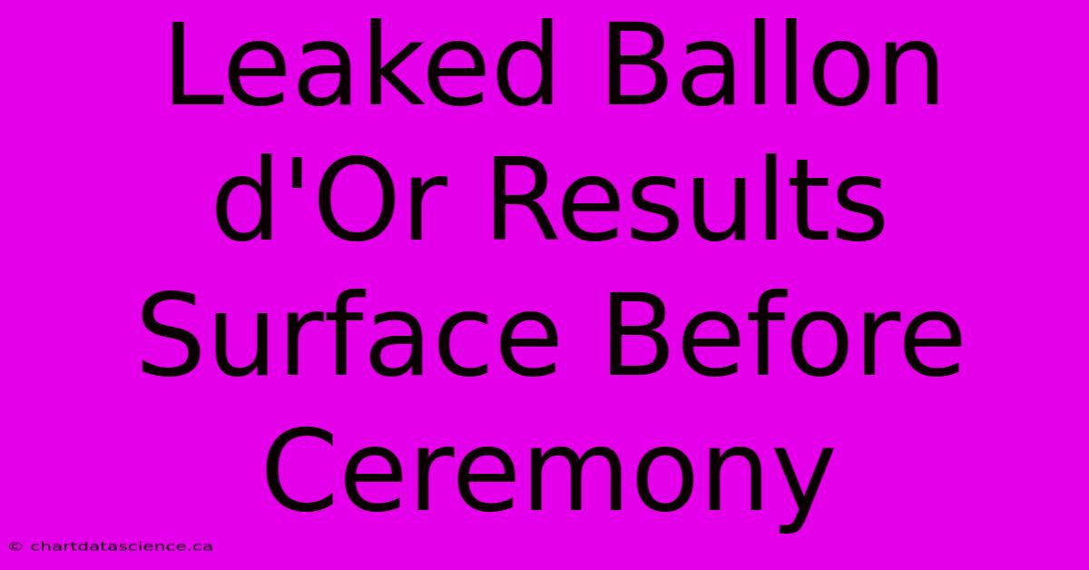 Leaked Ballon D'Or Results Surface Before Ceremony