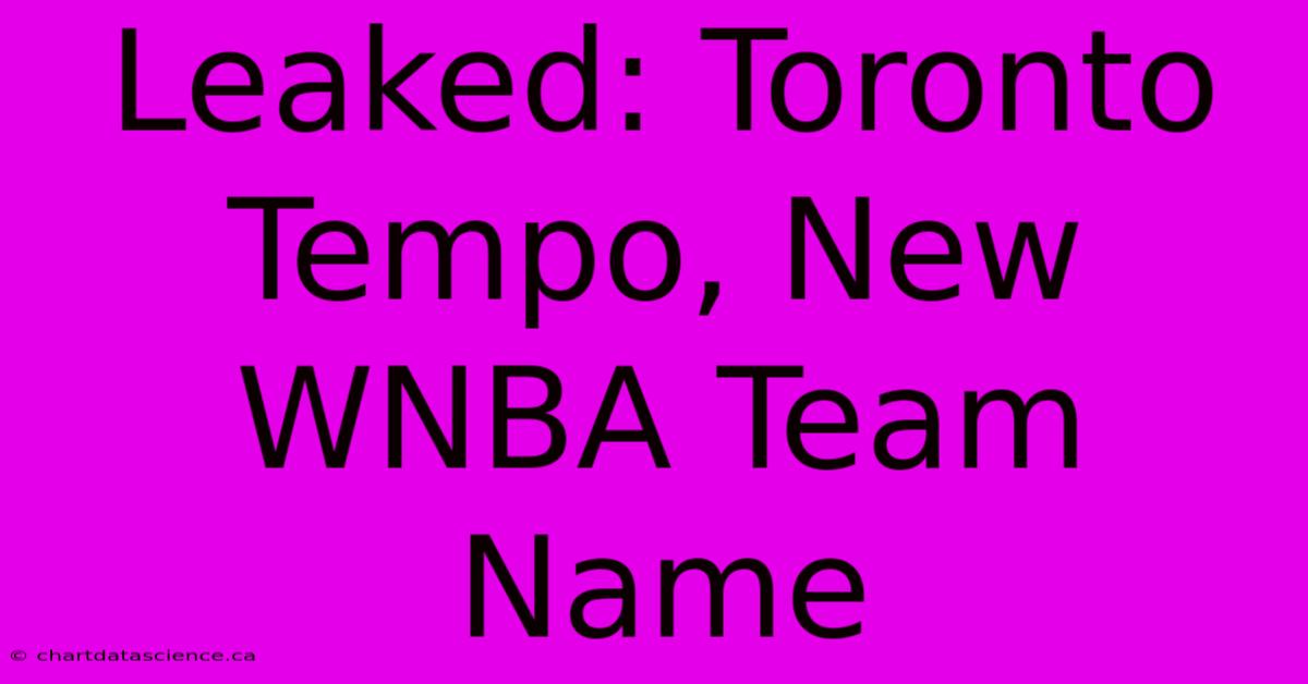 Leaked: Toronto Tempo, New WNBA Team Name