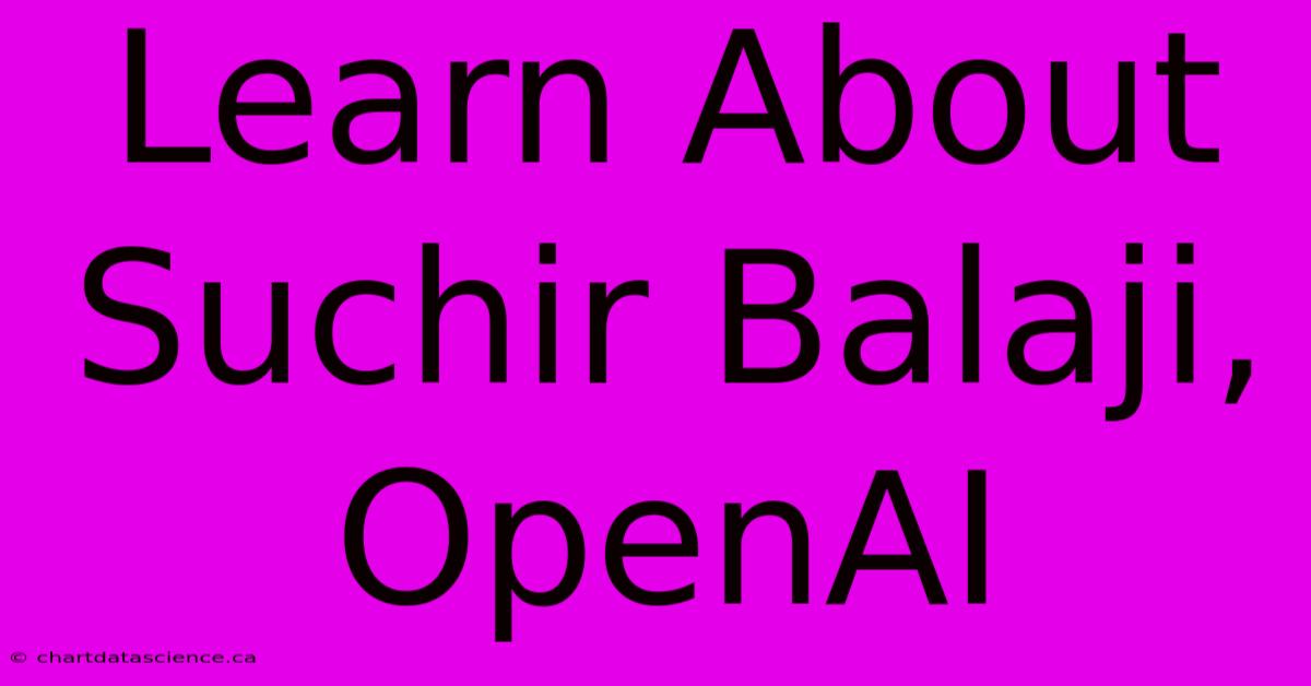 Learn About Suchir Balaji, OpenAI