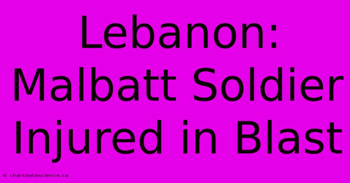 Lebanon: Malbatt Soldier Injured In Blast