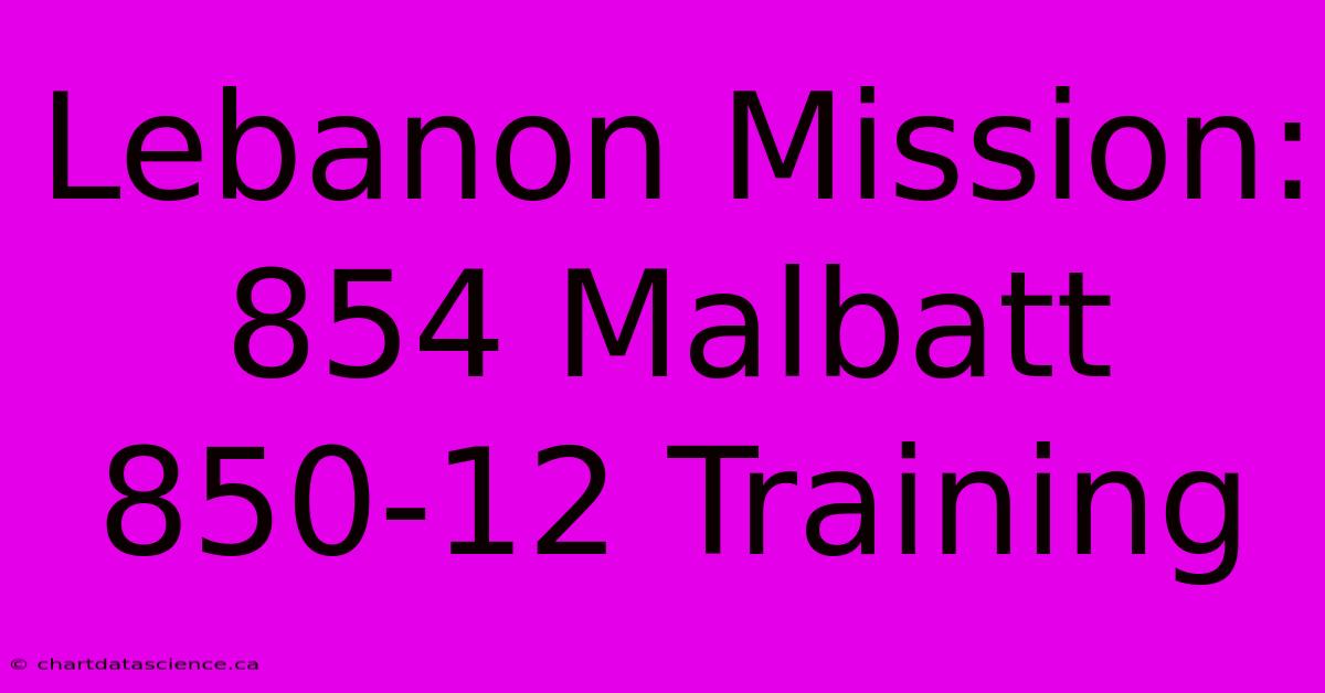 Lebanon Mission: 854 Malbatt 850-12 Training