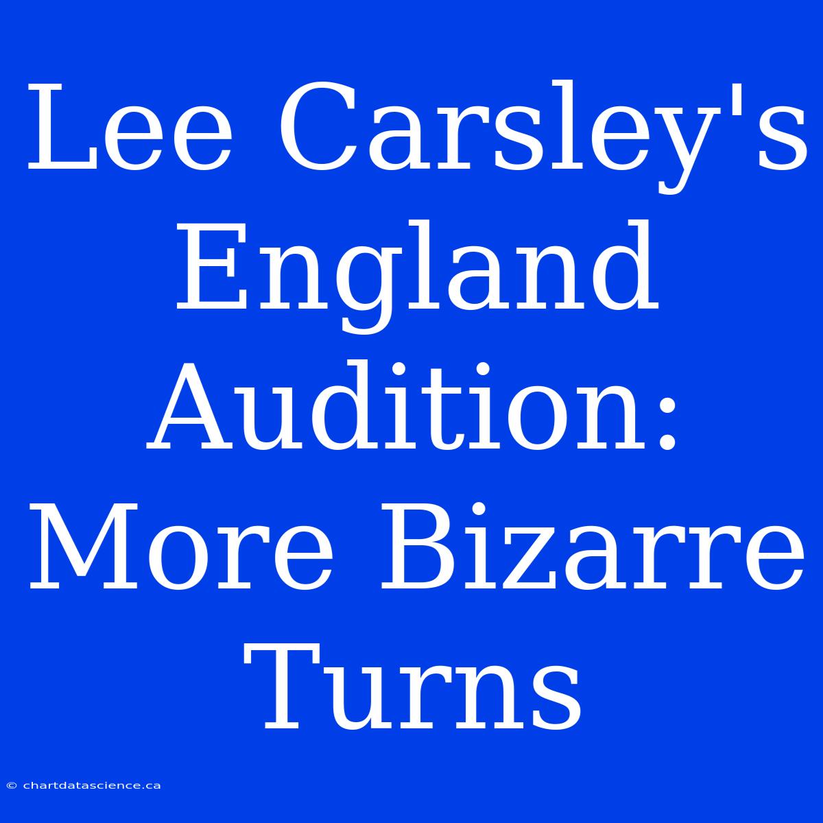 Lee Carsley's England Audition: More Bizarre Turns