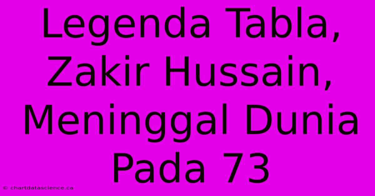 Legenda Tabla, Zakir Hussain, Meninggal Dunia Pada 73