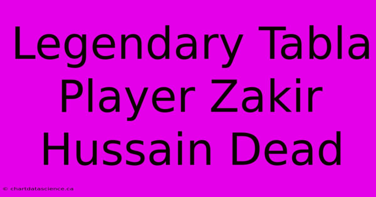 Legendary Tabla Player Zakir Hussain Dead