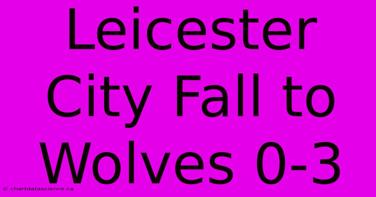 Leicester City Fall To Wolves 0-3