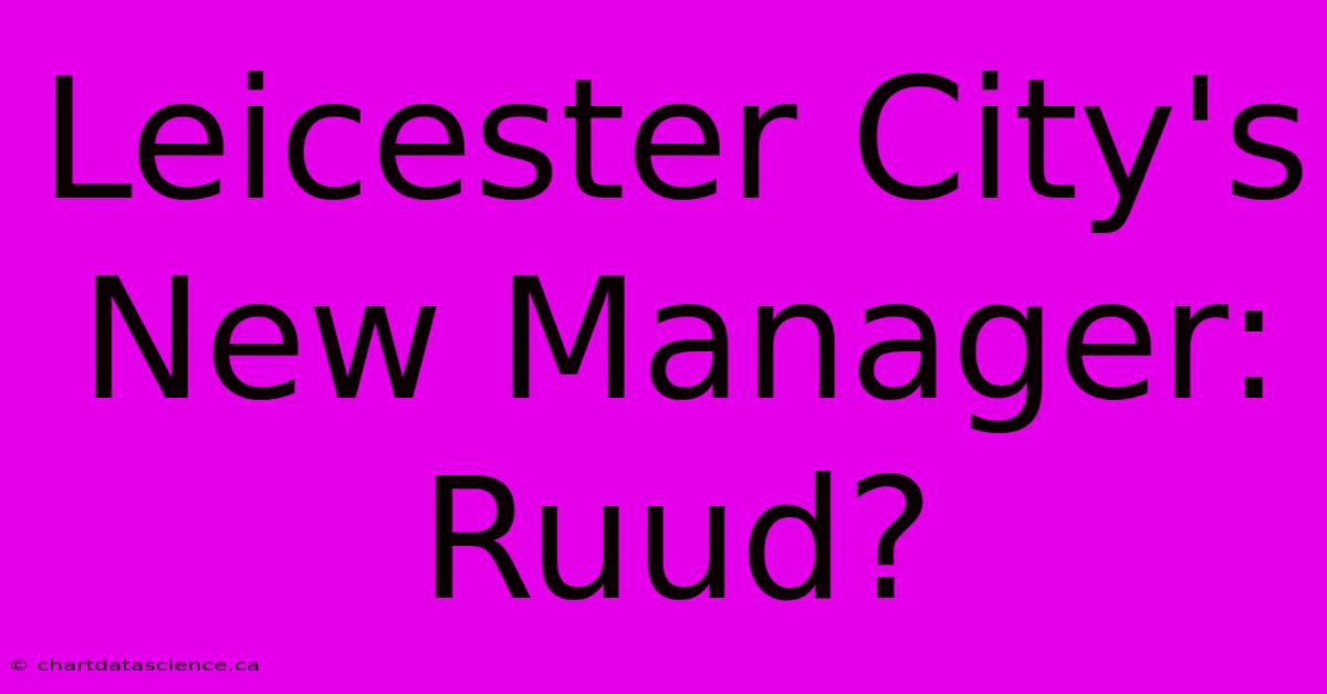 Leicester City's New Manager: Ruud?