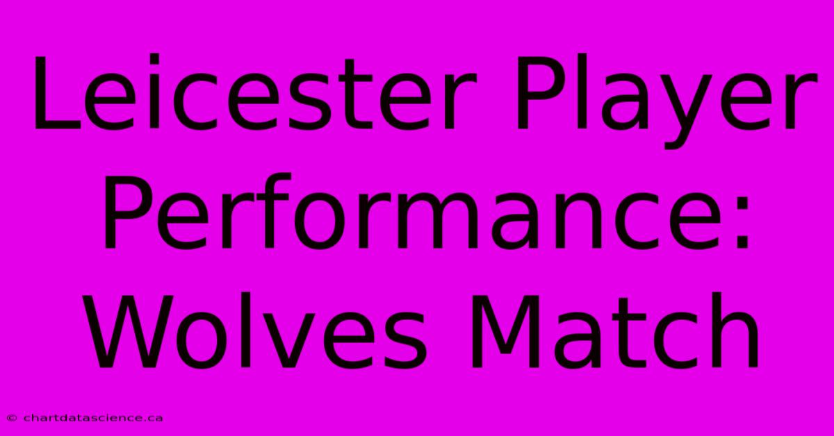 Leicester Player Performance: Wolves Match