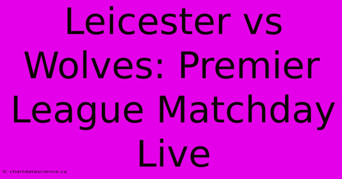 Leicester Vs Wolves: Premier League Matchday Live