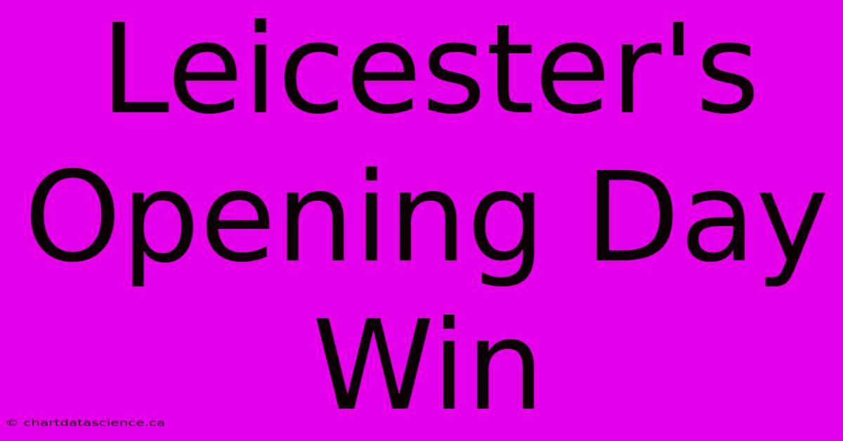 Leicester's Opening Day Win