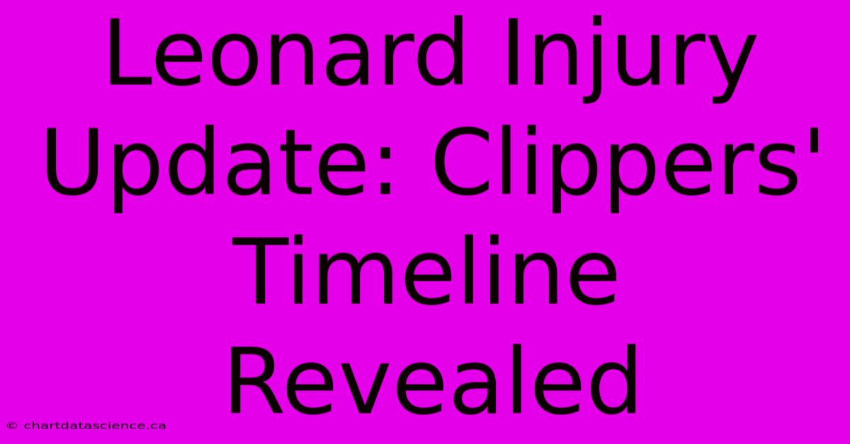 Leonard Injury Update: Clippers' Timeline Revealed