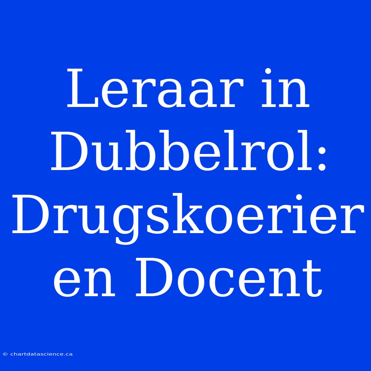 Leraar In Dubbelrol: Drugskoerier En Docent