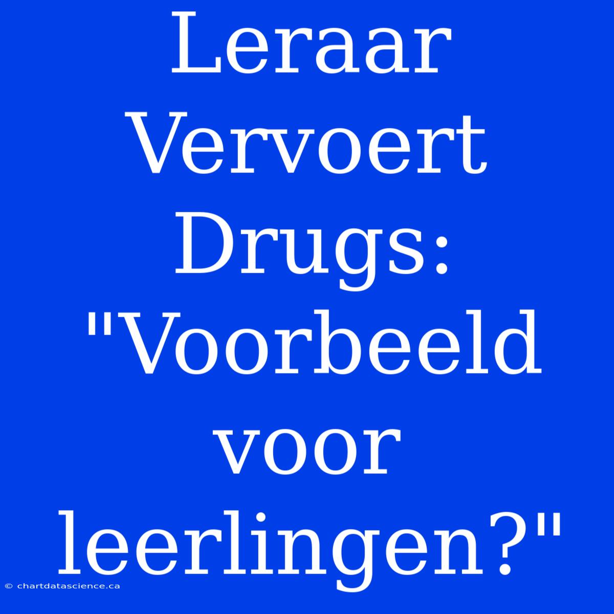 Leraar Vervoert Drugs: 