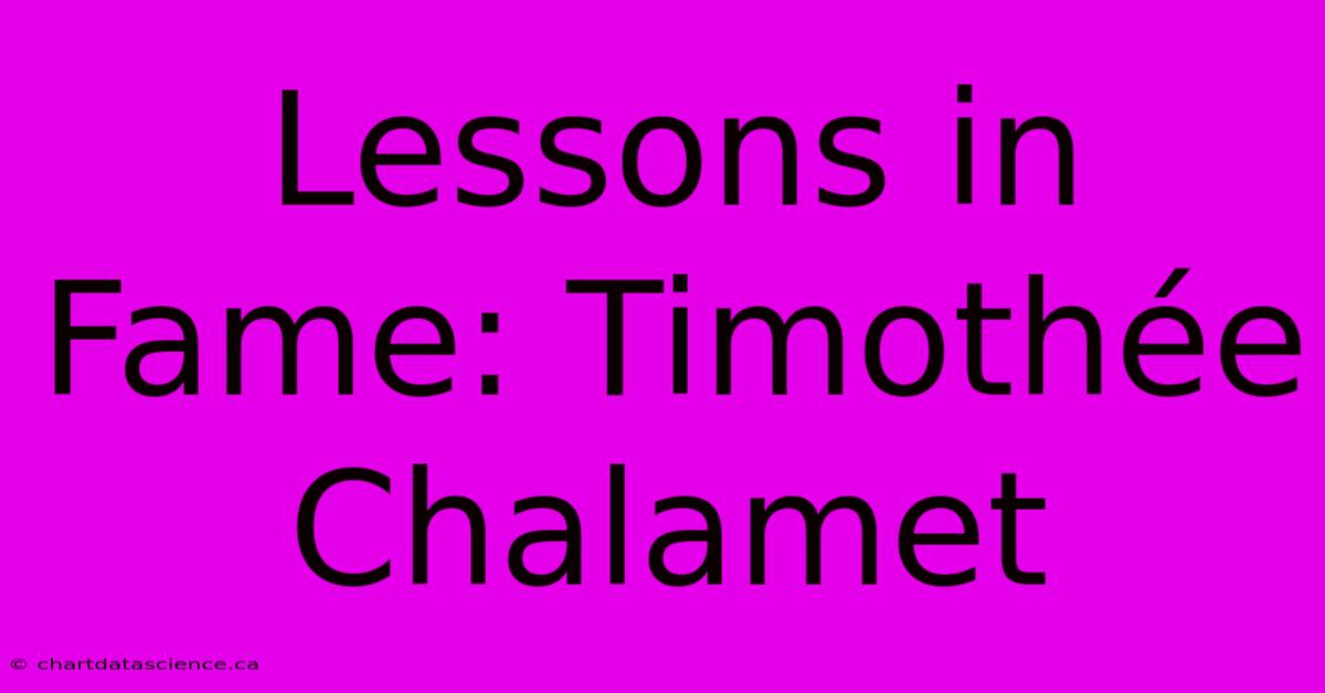 Lessons In Fame: Timothée Chalamet 