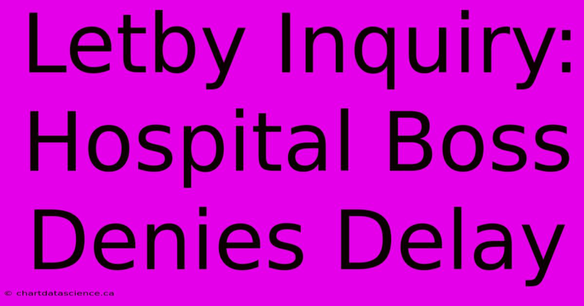 Letby Inquiry: Hospital Boss Denies Delay