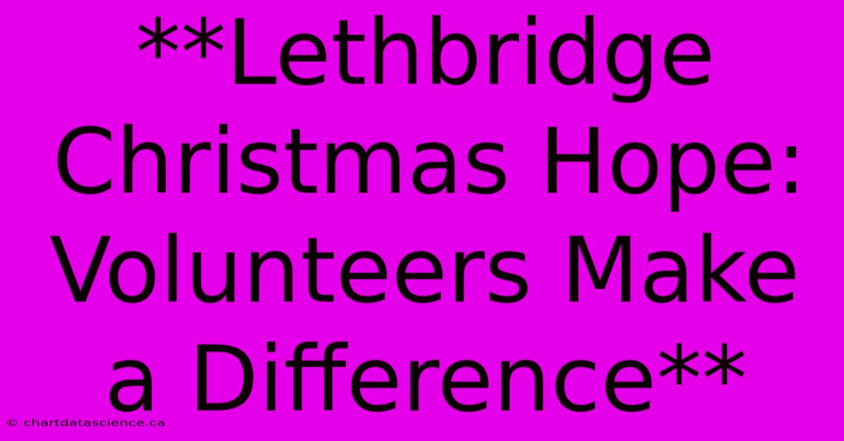 **Lethbridge Christmas Hope:  Volunteers Make A Difference**