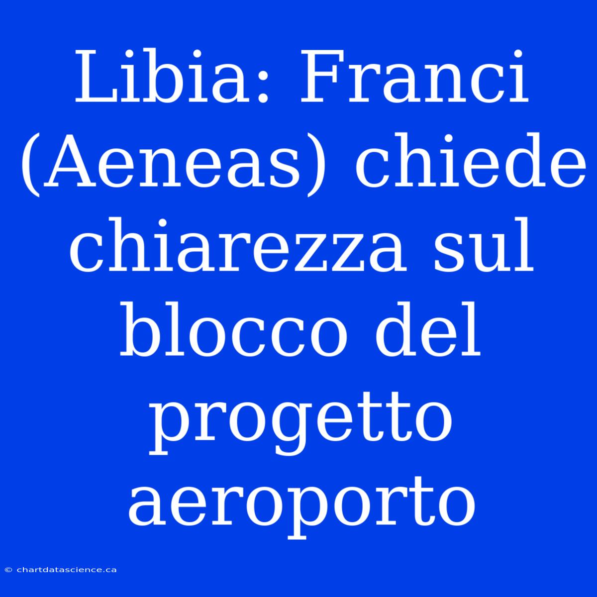 Libia: Franci (Aeneas) Chiede Chiarezza Sul Blocco Del Progetto Aeroporto