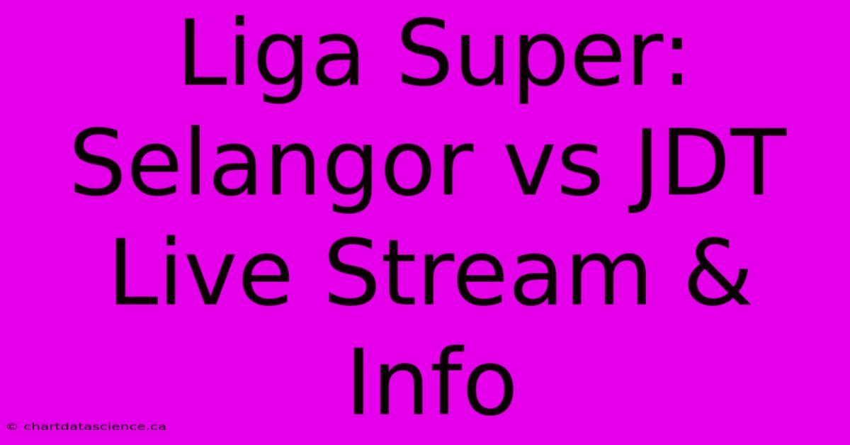 Liga Super: Selangor Vs JDT Live Stream & Info