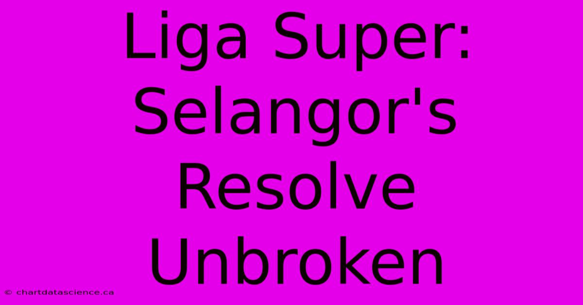 Liga Super: Selangor's Resolve Unbroken