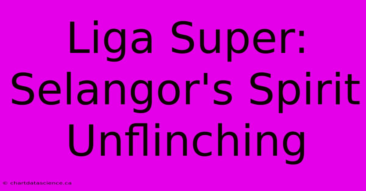 Liga Super: Selangor's Spirit Unflinching