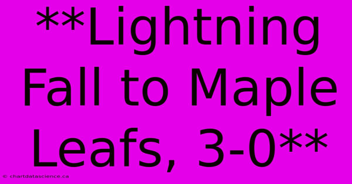 **Lightning Fall To Maple Leafs, 3-0** 