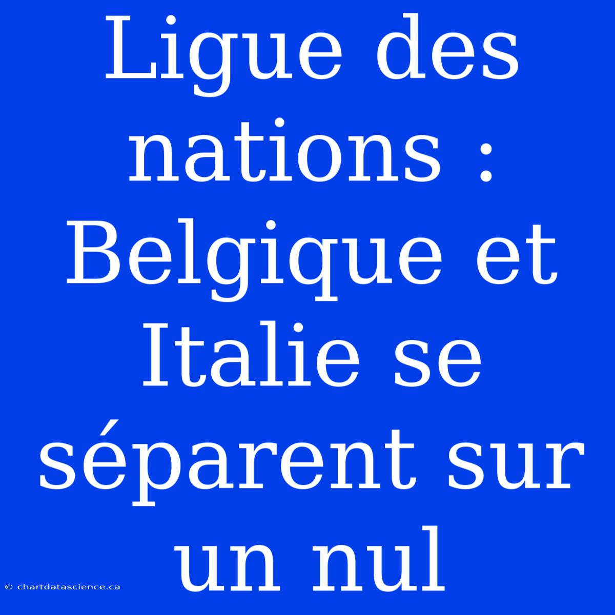 Ligue Des Nations : Belgique Et Italie Se Séparent Sur Un Nul