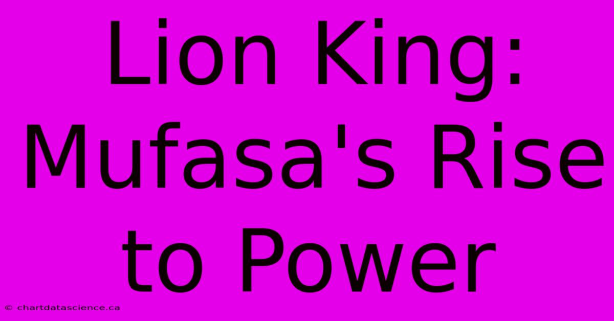 Lion King: Mufasa's Rise To Power