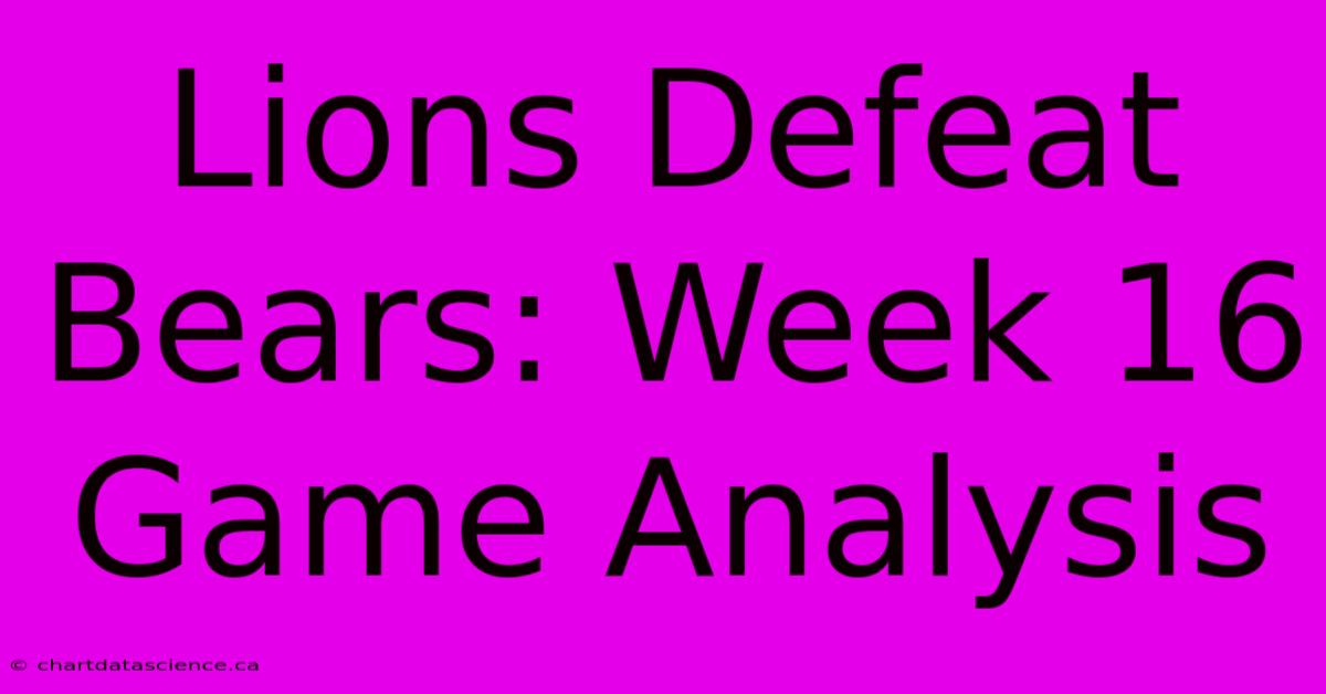 Lions Defeat Bears: Week 16 Game Analysis