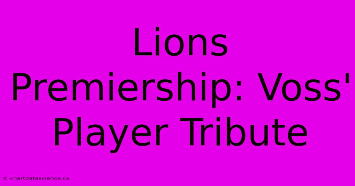 Lions Premiership: Voss' Player Tribute