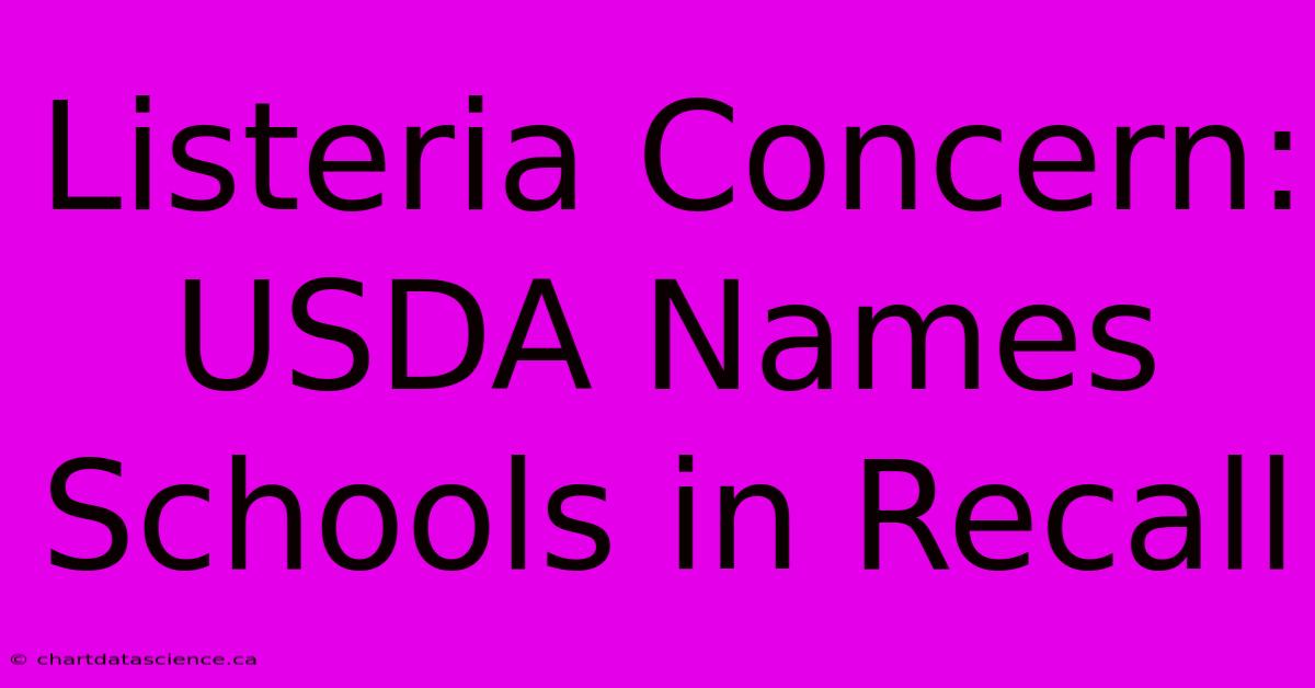 Listeria Concern: USDA Names Schools In Recall 