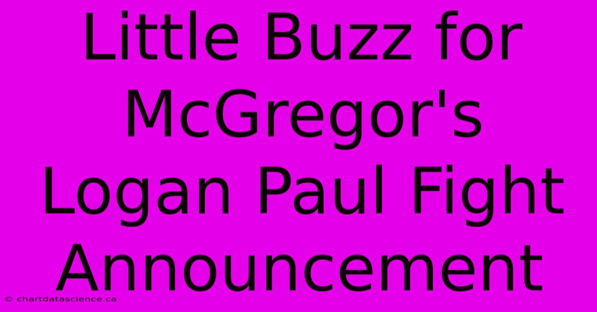 Little Buzz For McGregor's Logan Paul Fight Announcement