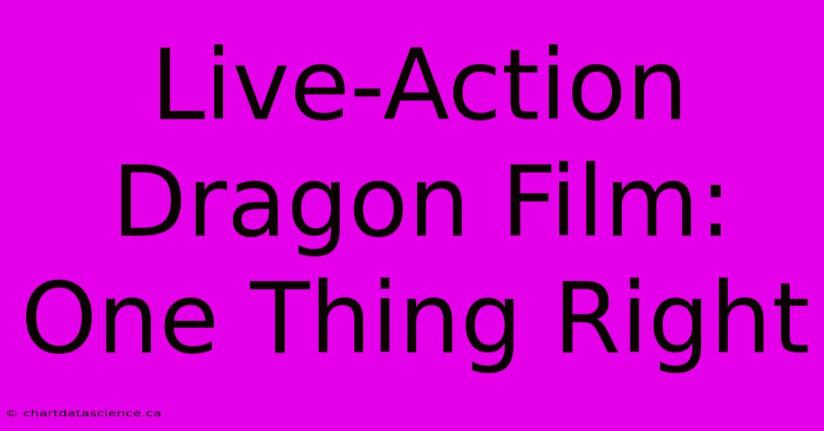 Live-Action Dragon Film: One Thing Right