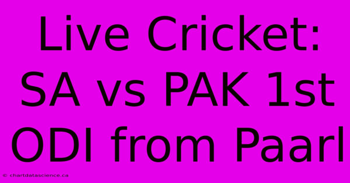 Live Cricket: SA Vs PAK 1st ODI From Paarl