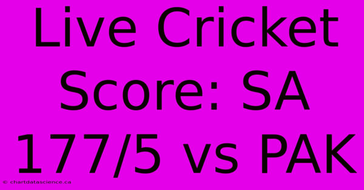 Live Cricket Score: SA 177/5 Vs PAK